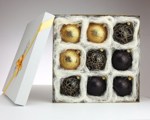 polskie bombki szklane na prezent złoto czarne