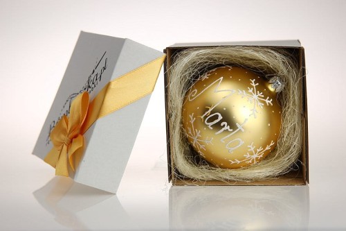 bombka złota z imieniem na prezent 10cm