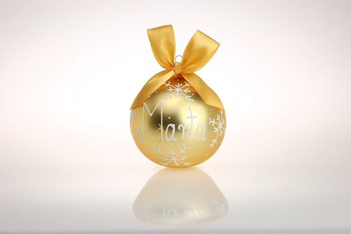 bombka złota z imieniem i kokardą