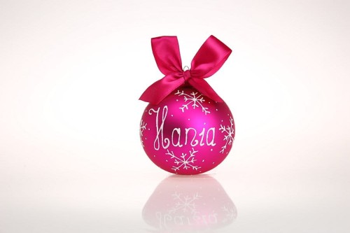 bombka różowa z dedykacją 10cm