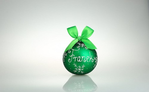 bombka z imieniem zielona 10cm