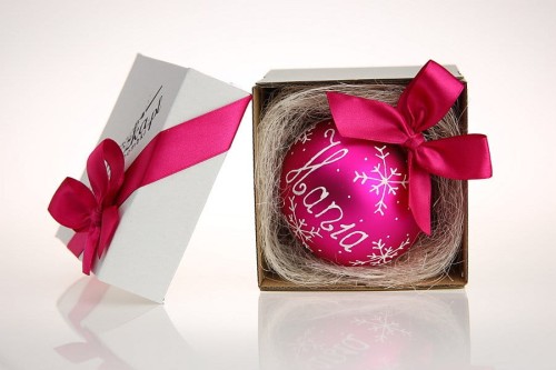 bombka z imieniem różowa 10cm