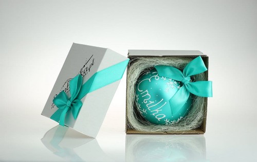 bombka turkusowa z dedykacją 10cm