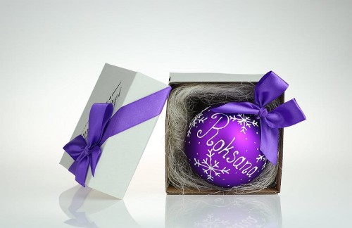 bombka fioletowa z imieniem 10cm