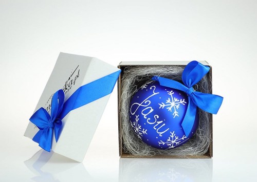 bombka niebieska z dedykacją lub imieniem 10cm