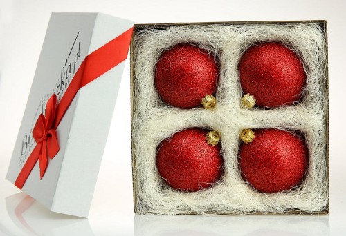 brokatówki czerwone szklane polskie