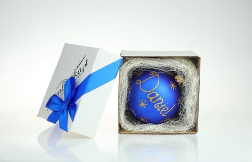 bombka z imieniem niebieska na prezent