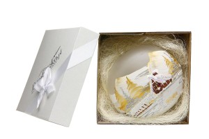 Bombka biało złota 15 cm na prezent LAMPION - domek wz1318
